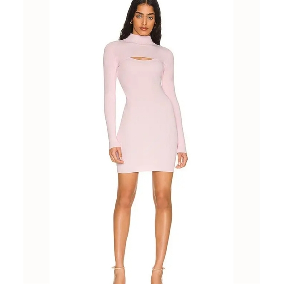 Bardot Dresses & Skirts - REVOLVE - Bardot Rory Long Sleeve Knit Sweater Pink Blush Mini Dress XS - NWT